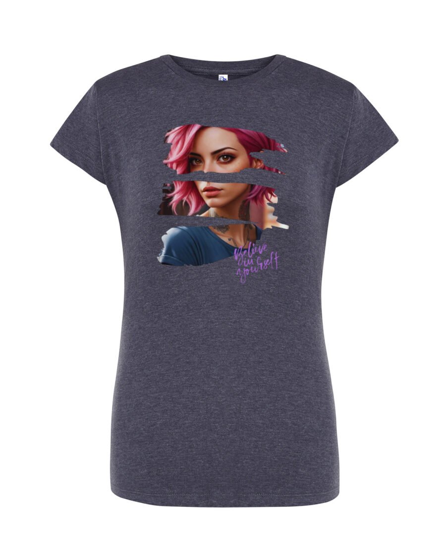 BELIEVE_Camiseta Mujer Manga Corta Heather