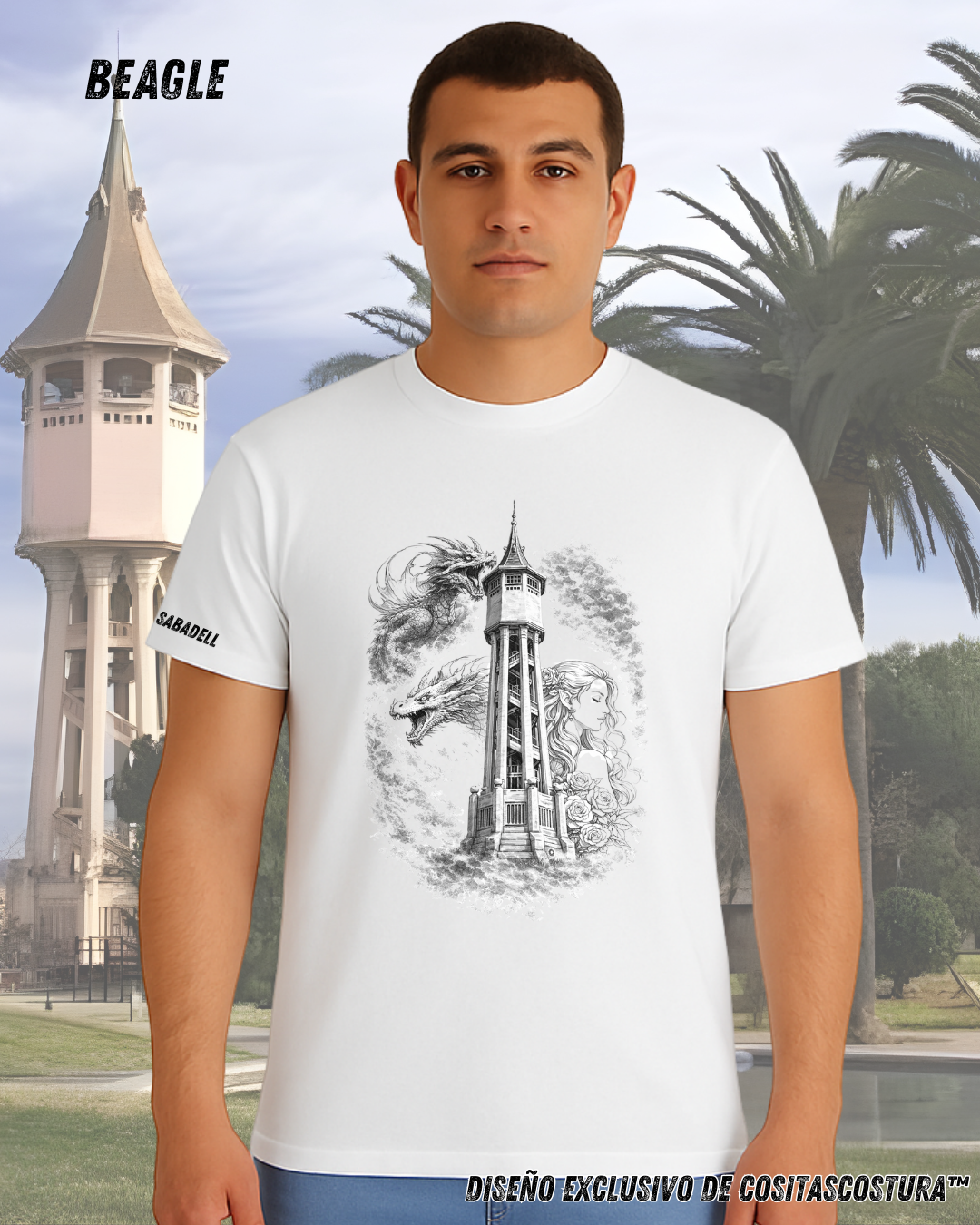 Dibujo a Lapiz Sant Jordi Sabadell Blanco