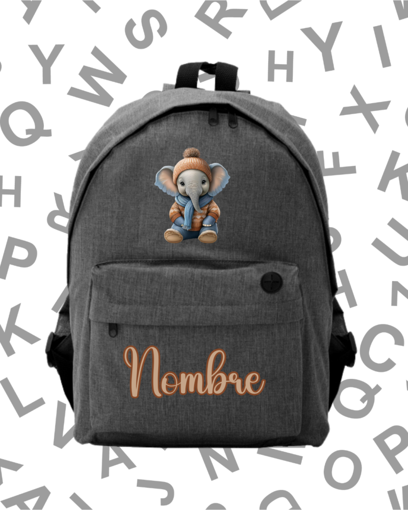 Mochila Escolar Elefante Azul-Naranja -.6 Colores.-