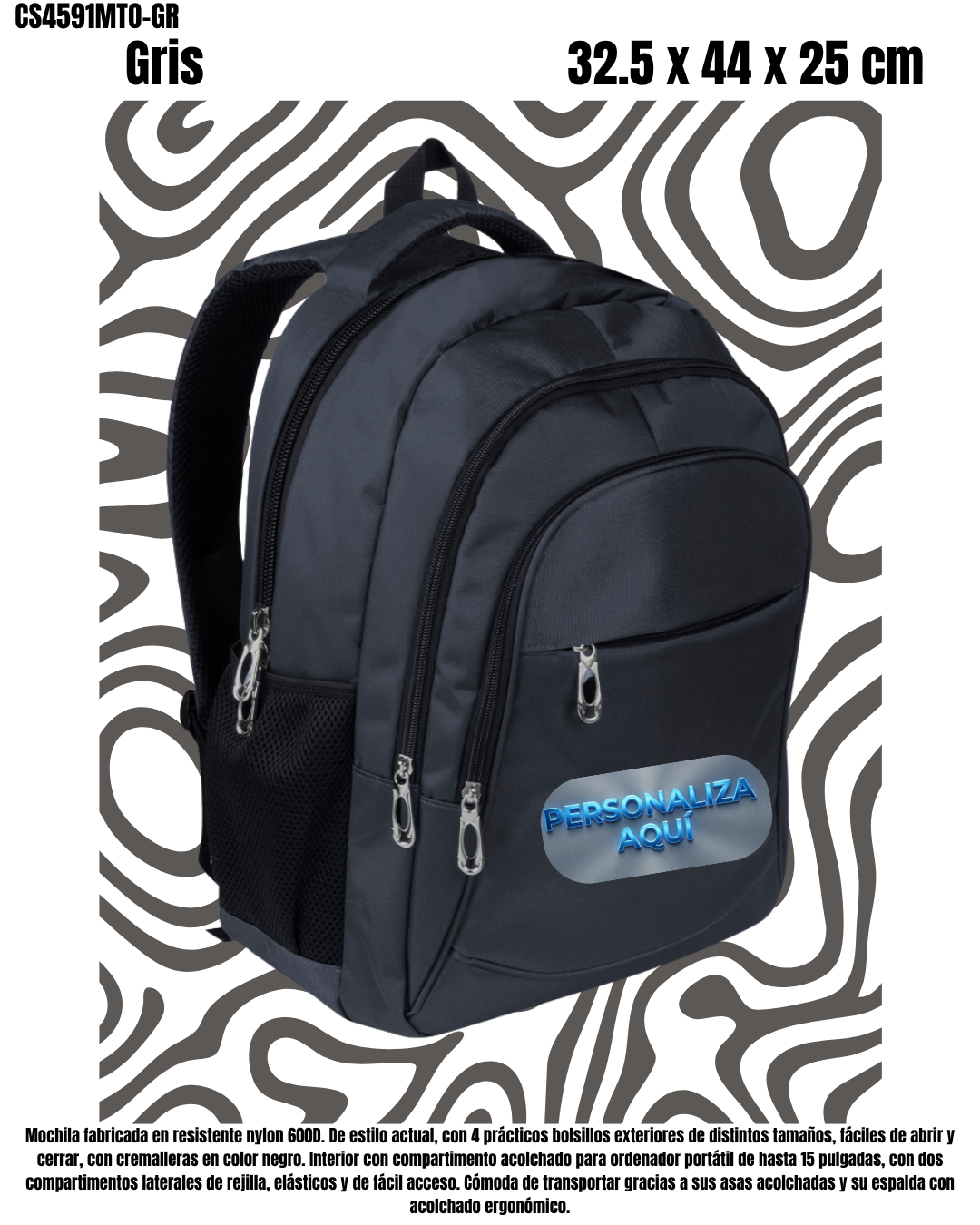 Mochila Compartimento Portátil 15" 4 bolsillos.- 4 Colores.- - Imagen 2