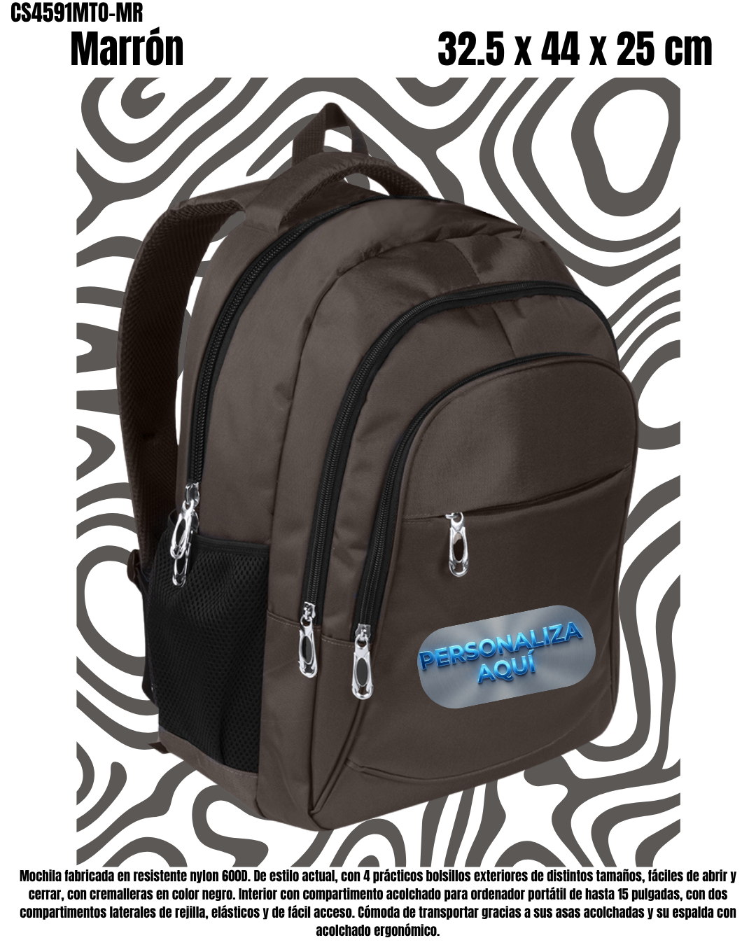 Mochila Compartimento Portátil 15" 4 bolsillos.- 4 Colores.- - Imagen 3