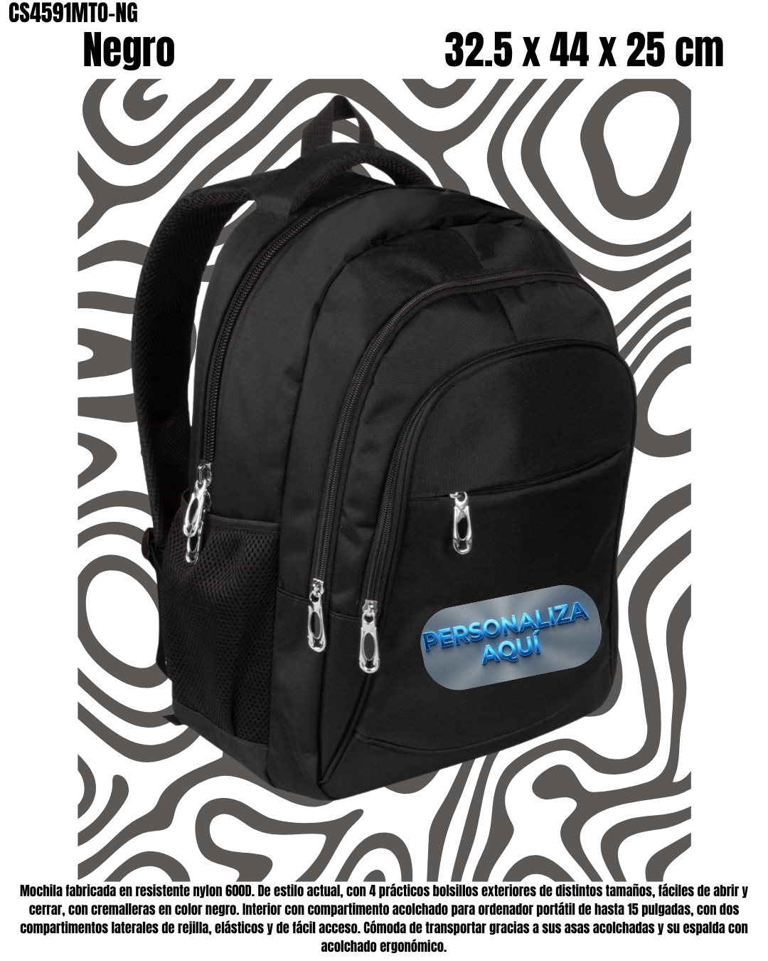 Mochila Compartimento Portátil 15" 4 bolsillos.- 4 Colores.- - Imagen 4