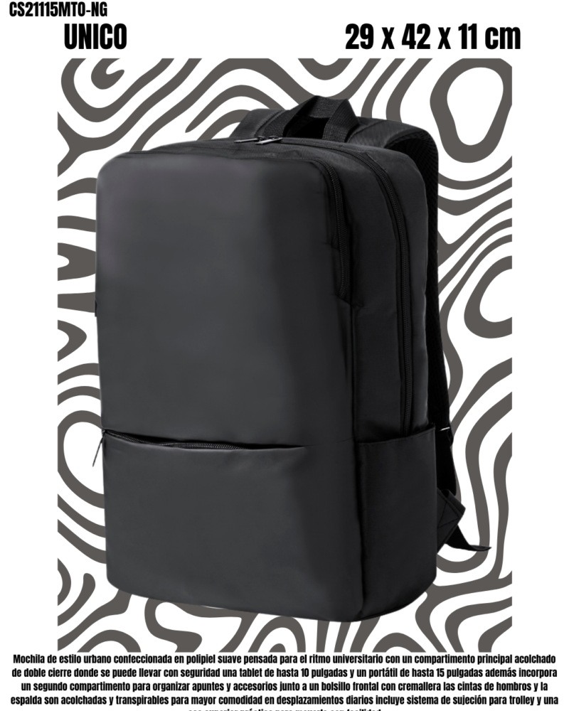 Mochila Polipiel Bolsillo Tablet 10", Portatil 15" apta Trolley