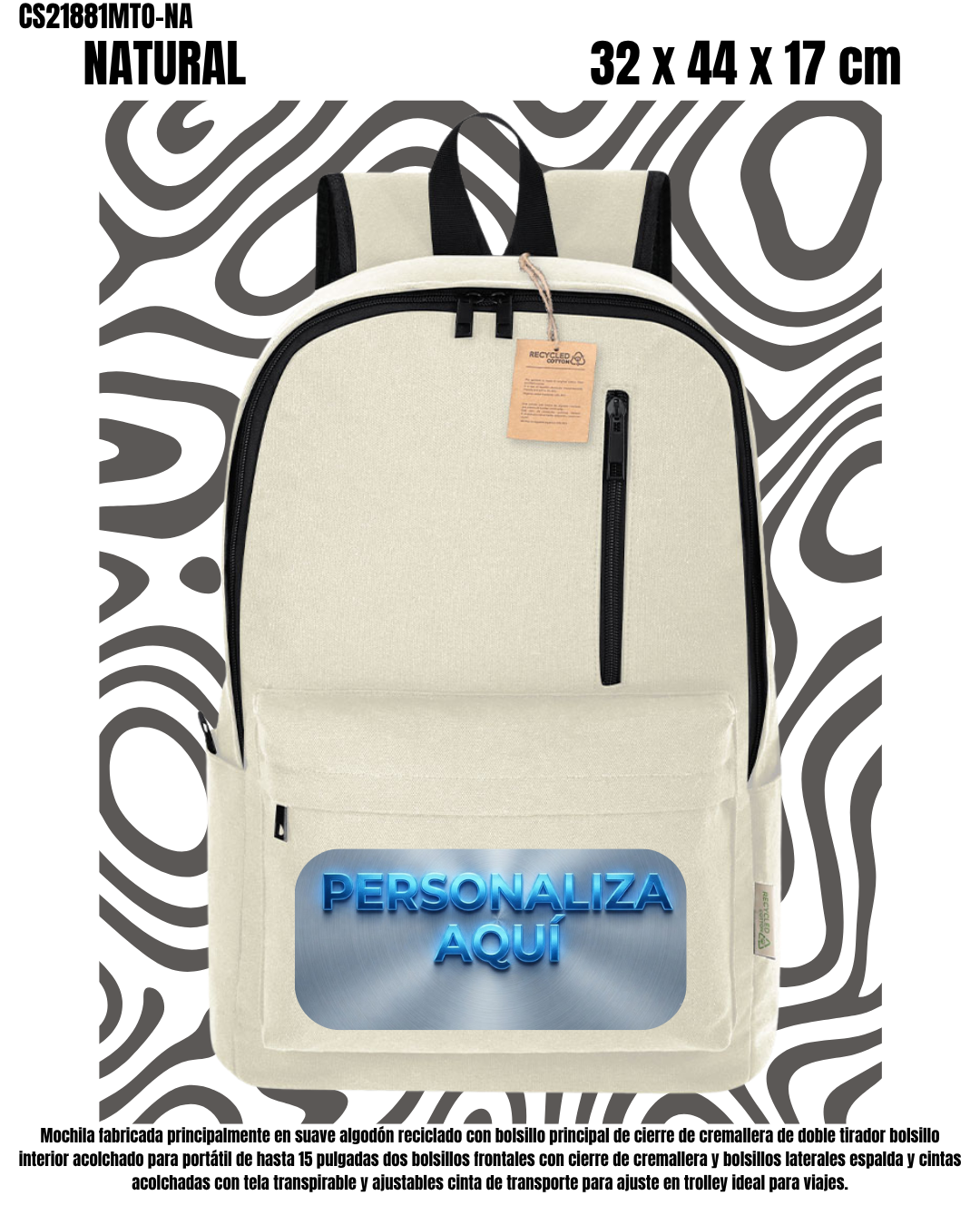 Mochila Portátil 15" Con Bolsillos y Apta para Trolley