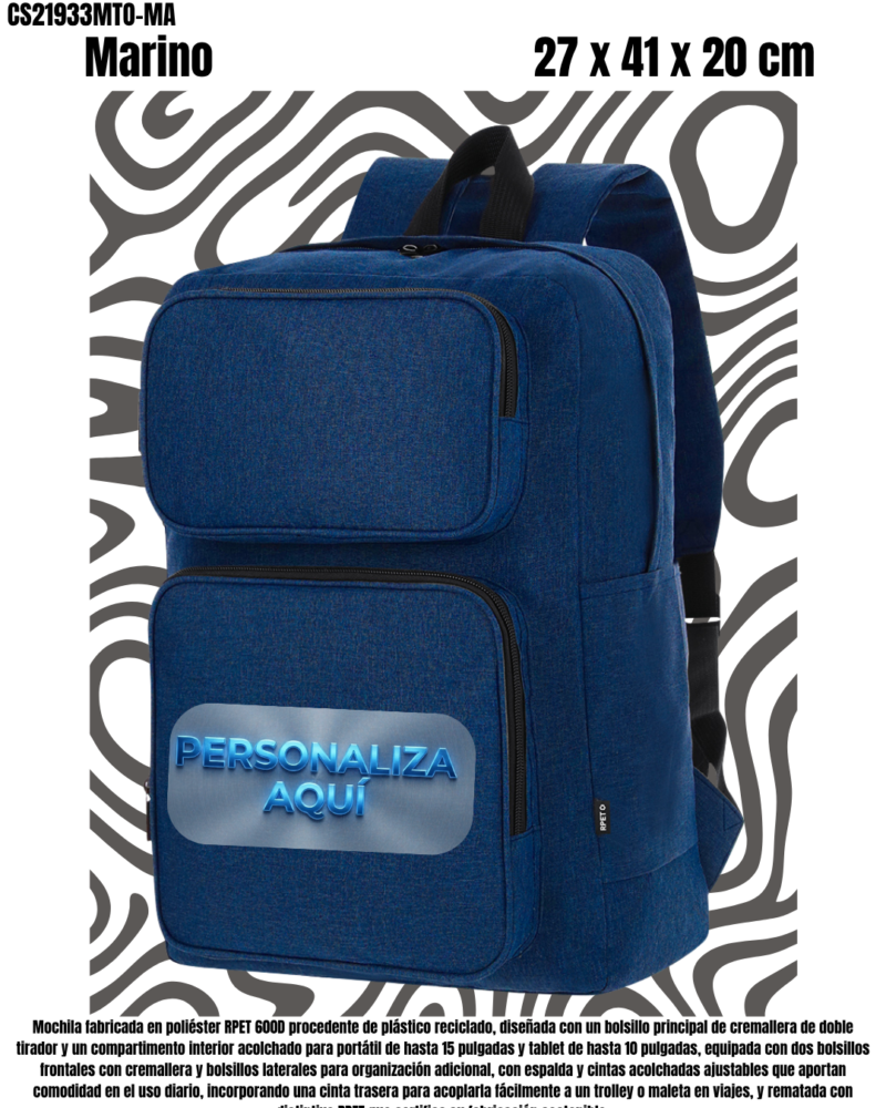 Mochila Especial Portátil 15" y Tablet 10" + Cinta Trolley.-3 Colores.-