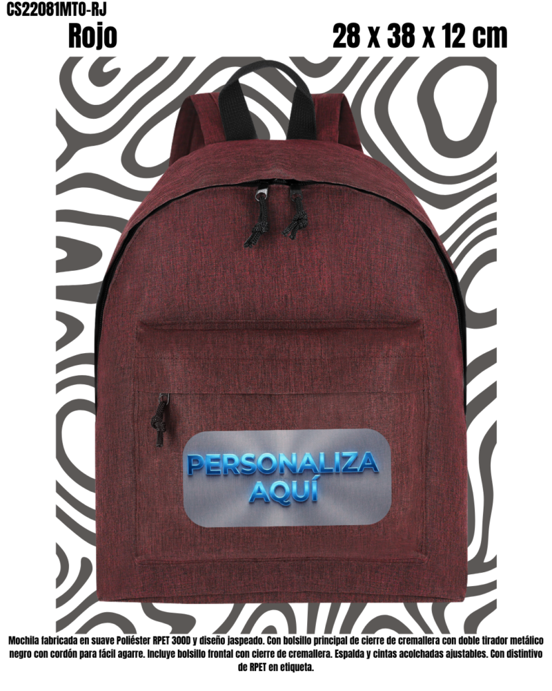 Mochila Clásica 2 Bolsillos Jaspeada.- 6 Colores.-