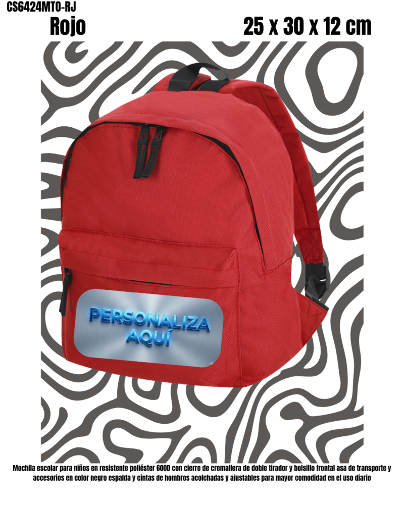 Mochila Escolar Infantil 2 bolsillos -. 5 Colores.-