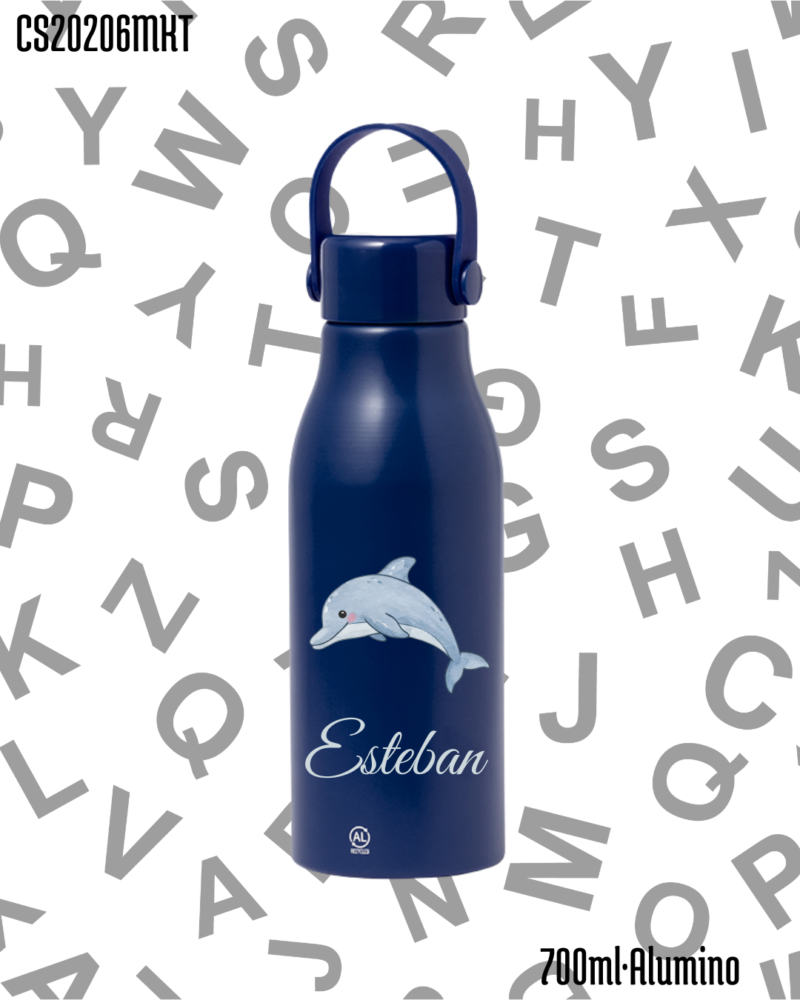 Bidón 700ml Aluminio .-Delfín.- 6 Colores