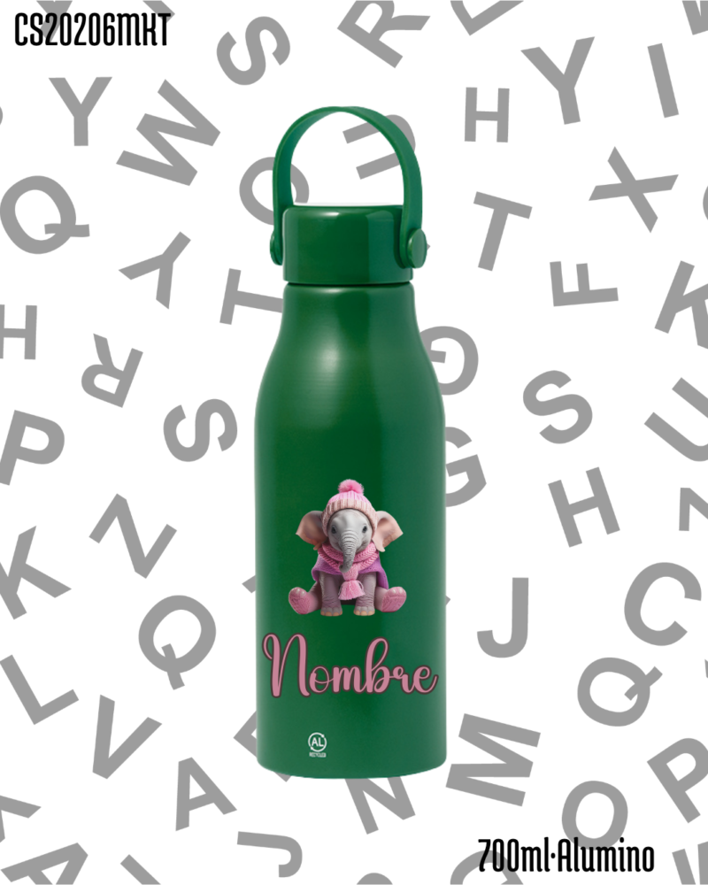 Bidón 700ml Aluminio .-Elefantita.- 6 Colores