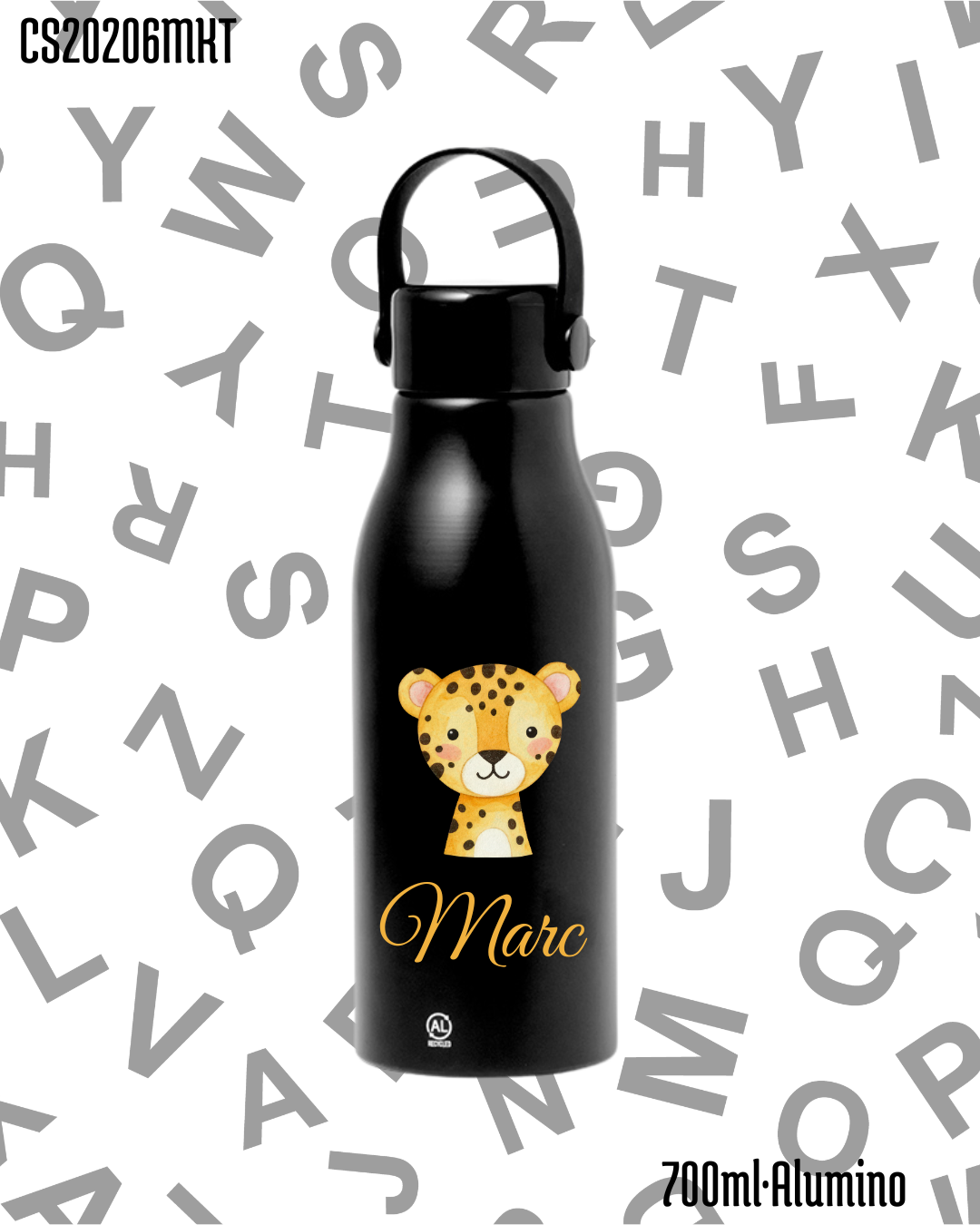 Bidón 700ml Aluminio .-Leopardito.- 6 Colores - Imagen 4