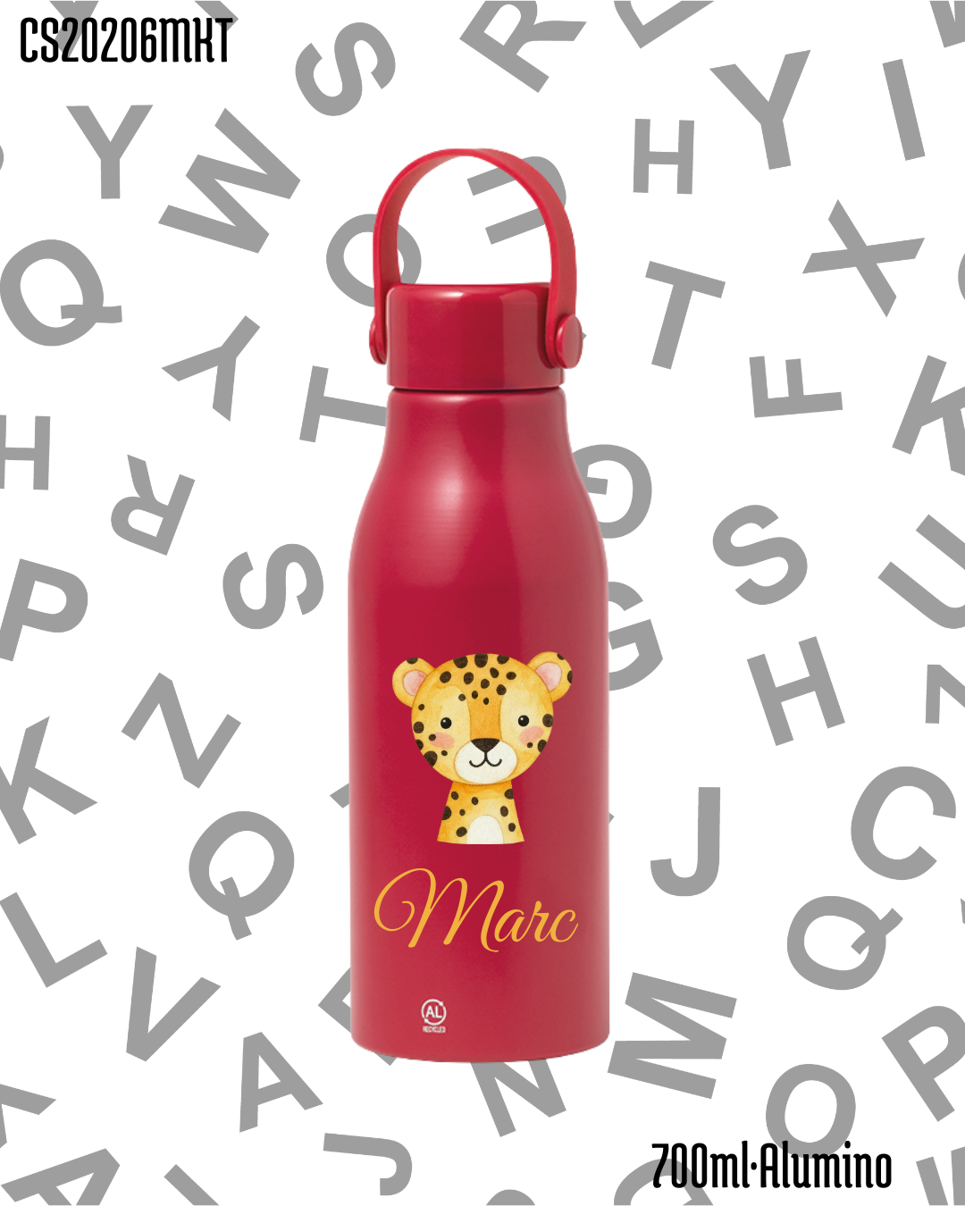 Bidón 700ml Aluminio .-Leopardito.- 6 Colores - Imagen 5