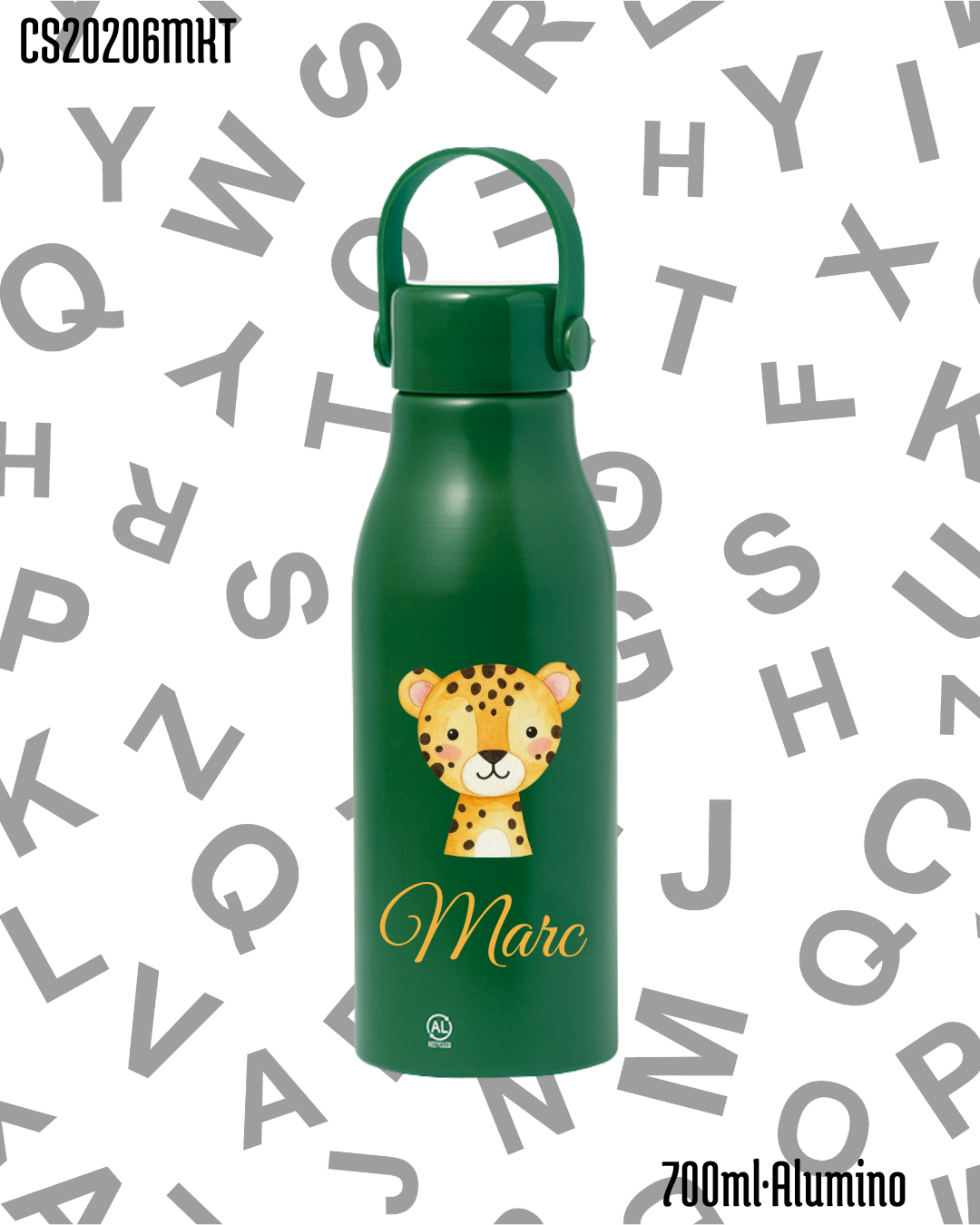 Bidón 700ml Aluminio .-Leopardito.- 6 Colores - Imagen 7