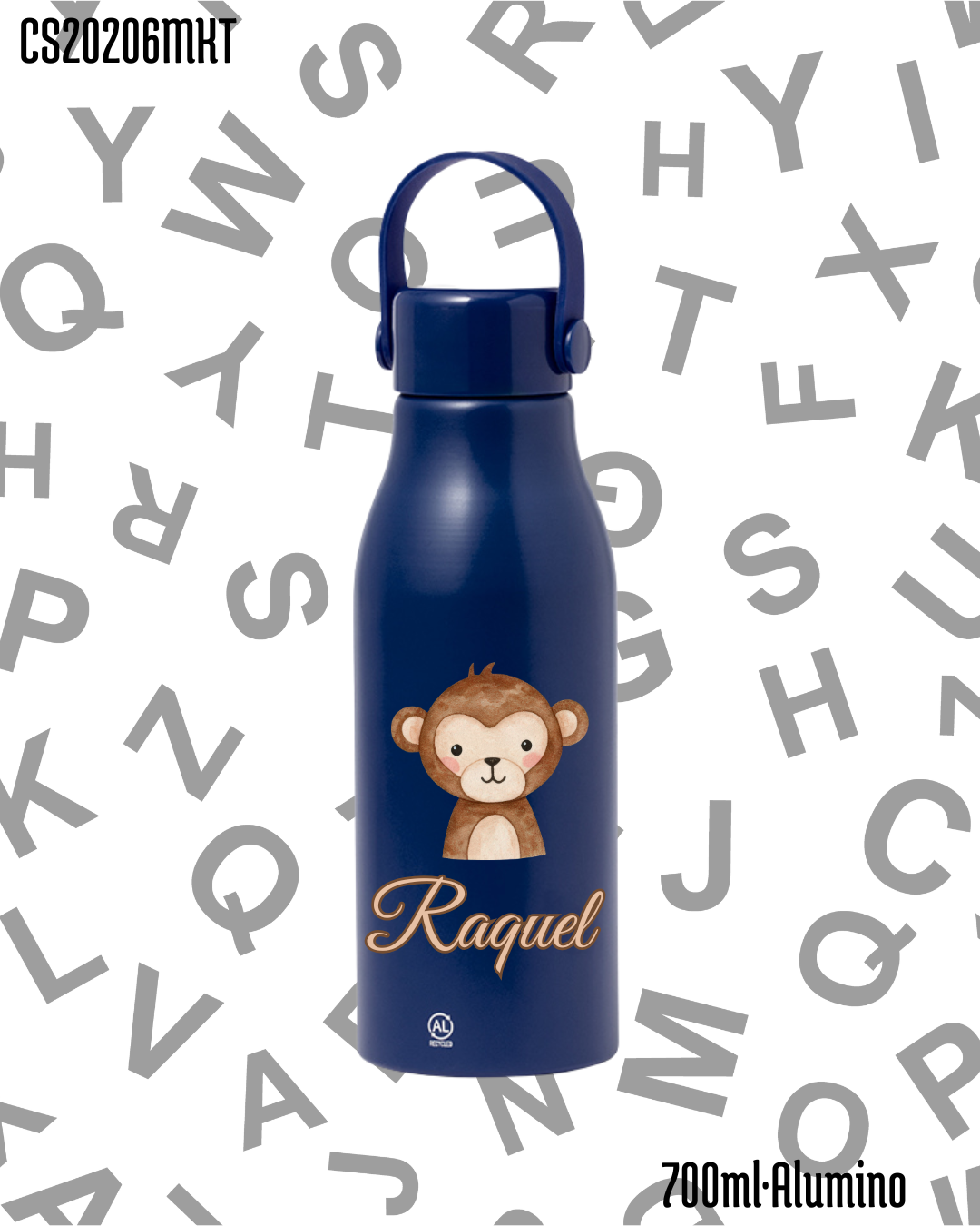 Bidón 700ml Aluminio .-Monito.- 6 Colores
