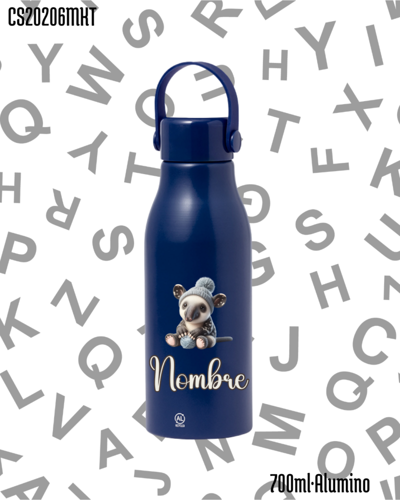 Bidón 700ml Aluminio .-Oso Hormiguero.- 6 Colores