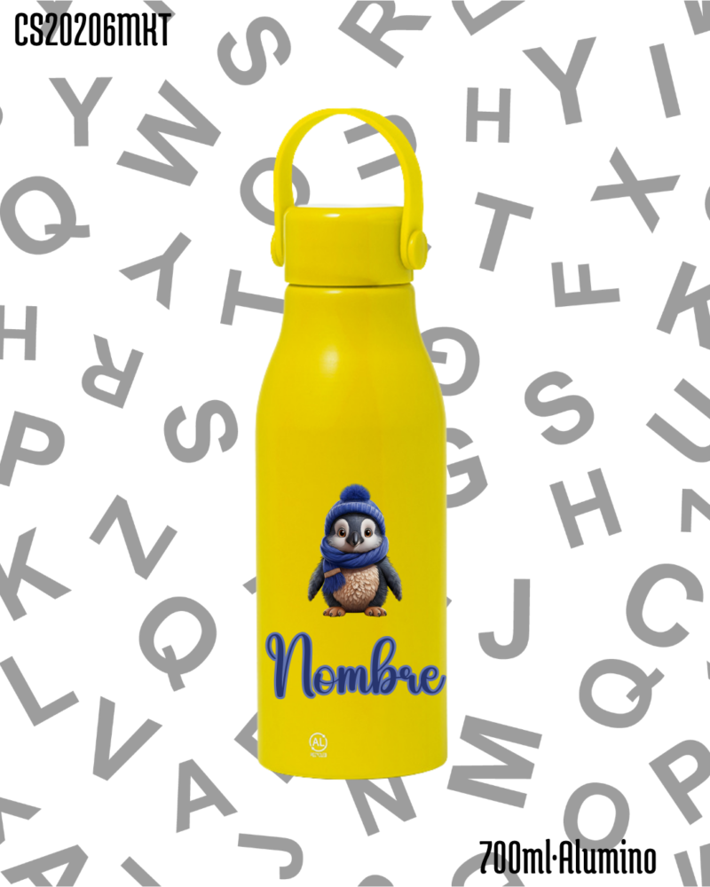 Bidón 700ml Aluminio .-Pingüino .- 6 Colores