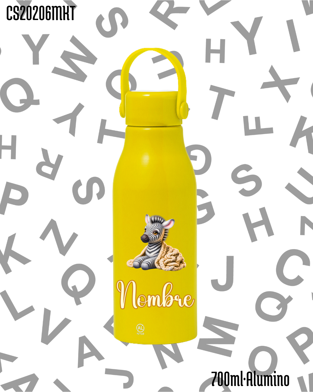 Bidón 700ml Aluminio .-Zebra Amarilla.- 6 Colores - Imagen 2