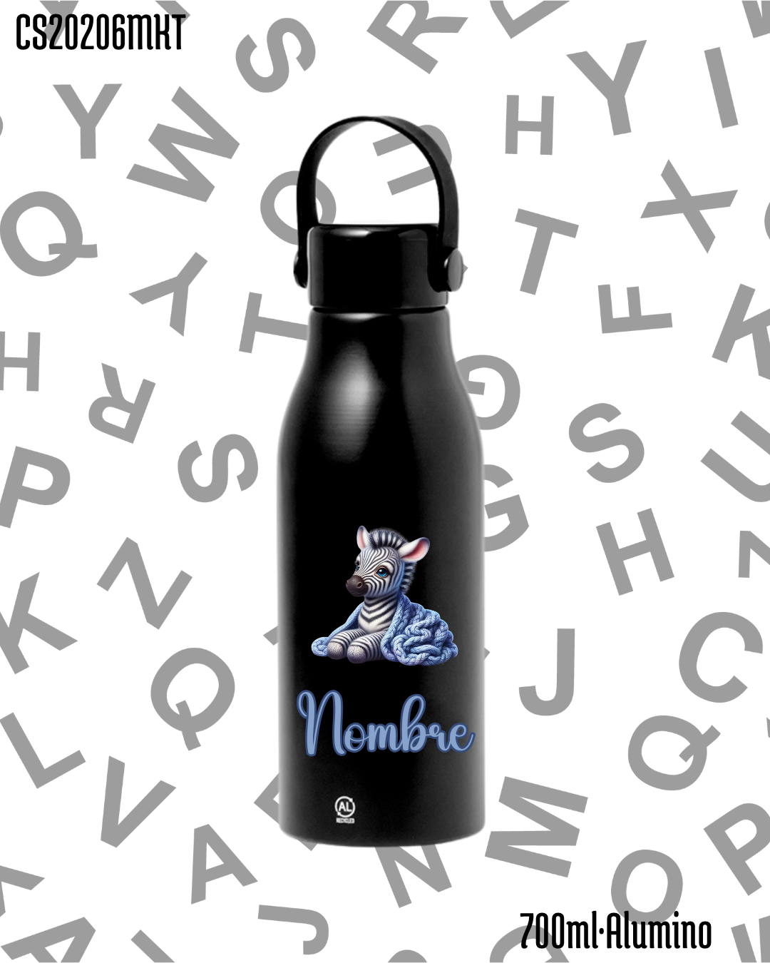 Bidón 700ml Aluminio .-Zebra Azul.- 6 Colores - Imagen 4