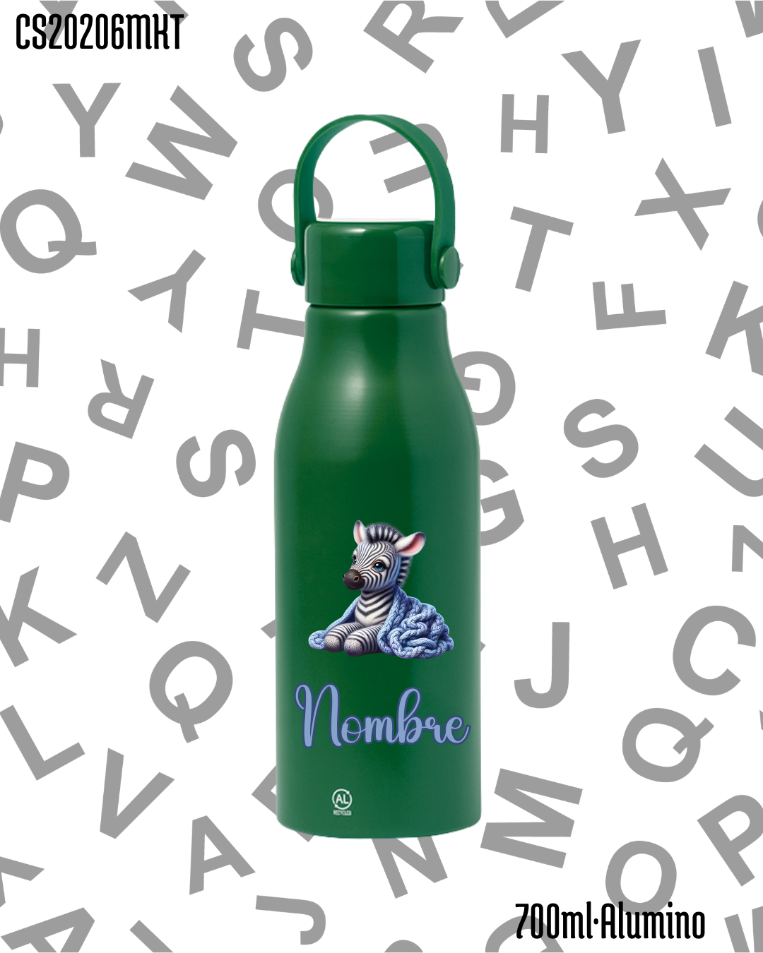 Bidón 700ml Aluminio .-Zebra Azul.- 6 Colores - Imagen 7