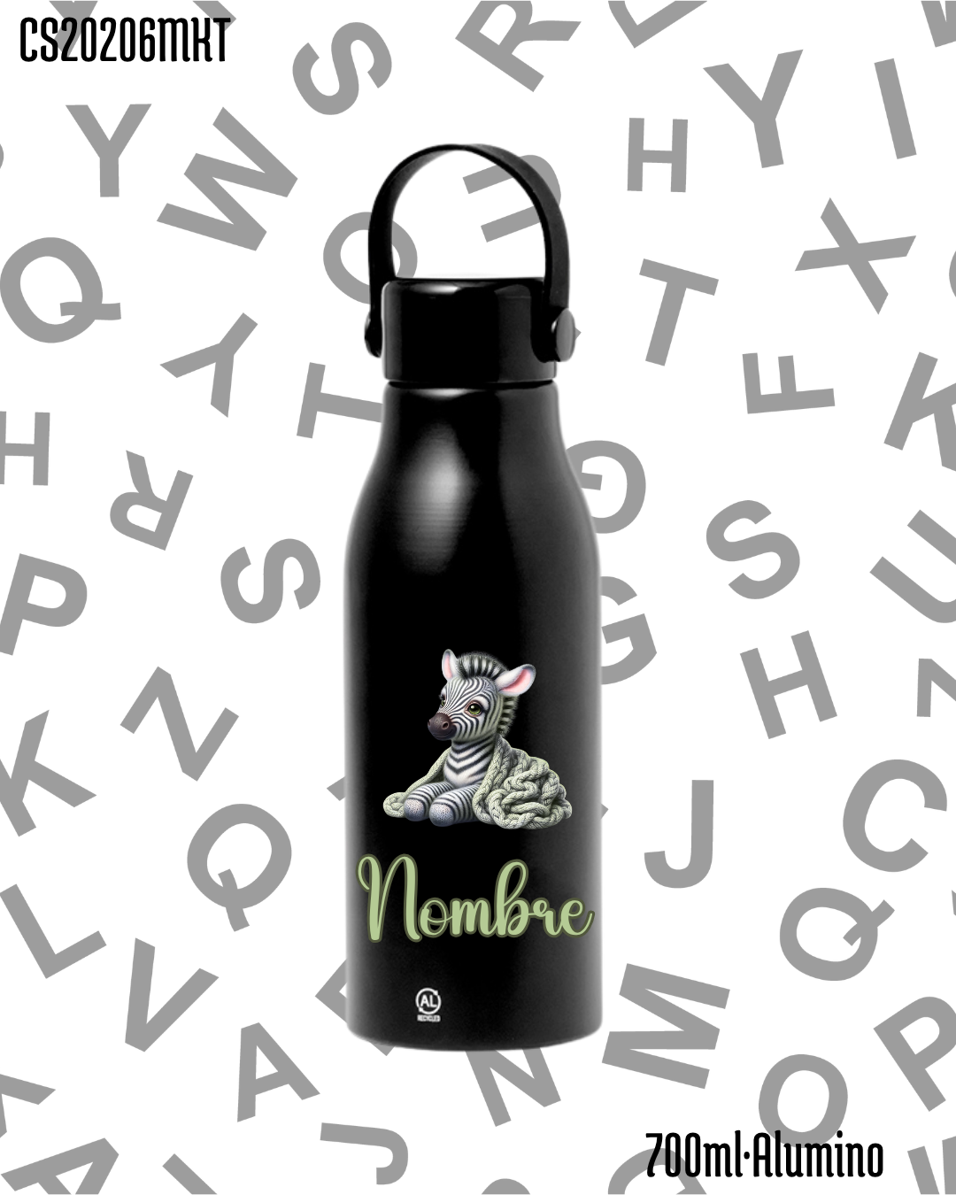 Bidón 700ml Aluminio .-Zebra Verde.- 6 Colores - Imagen 4