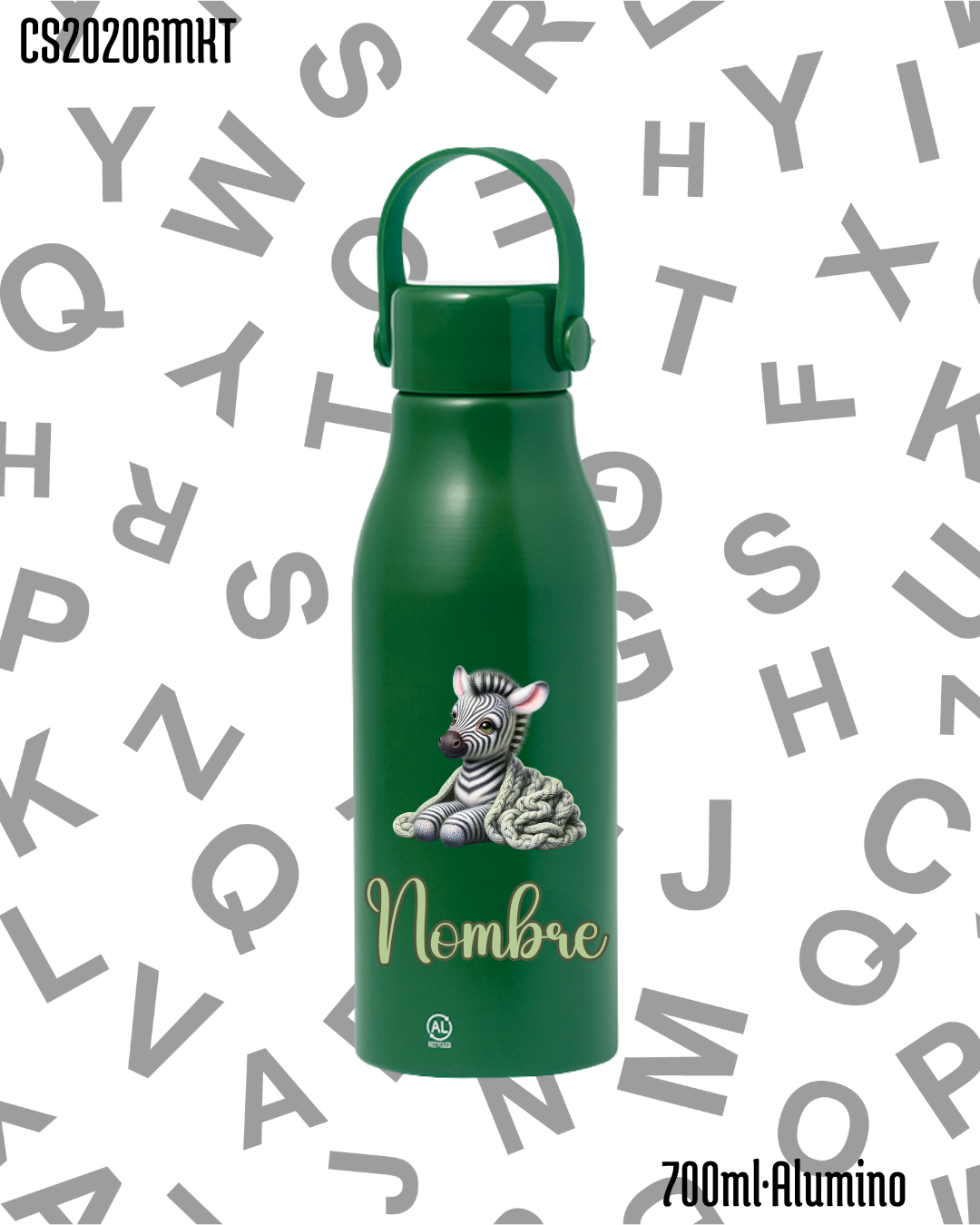 Bidón 700ml Aluminio .-Zebra Verde.- 6 Colores - Imagen 7