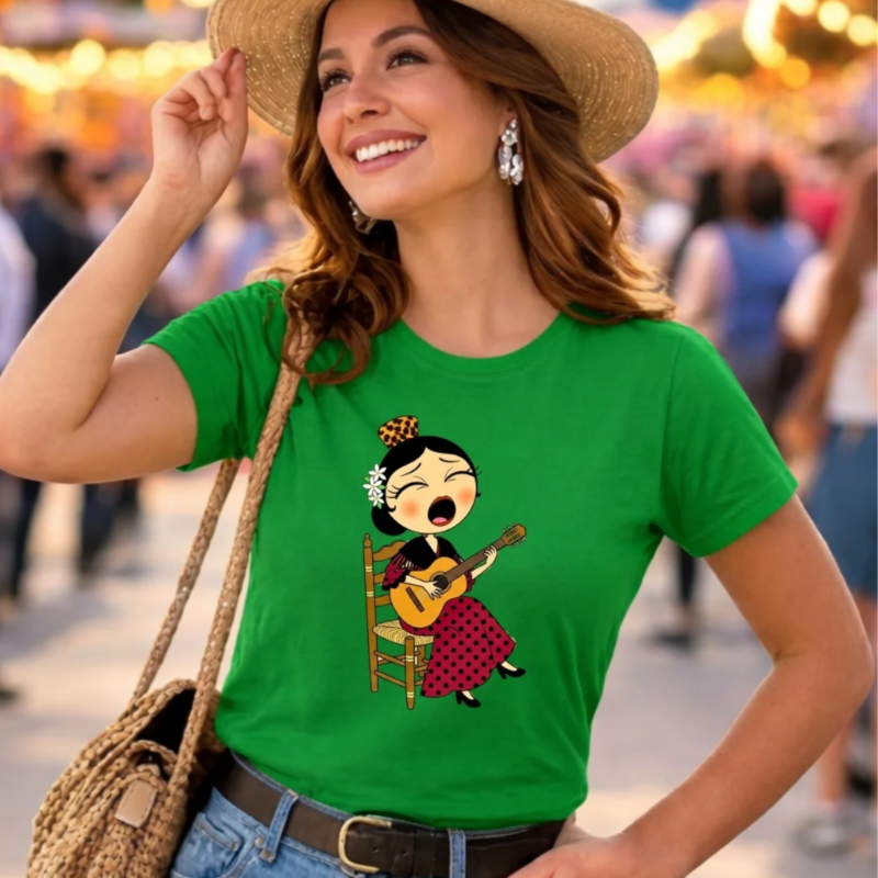 Camiseta Flamenquillas 7 Verde TALLA M