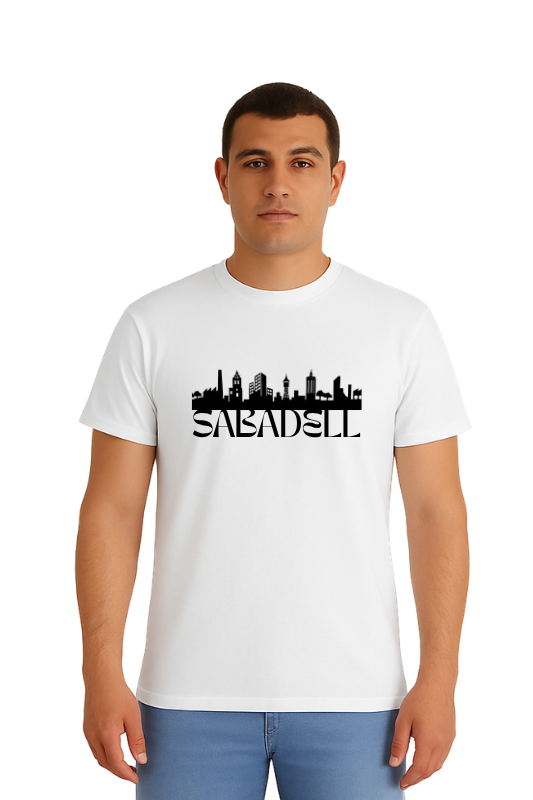 CAMISETA BLANCA UNISEX ADULTO SKYLINE SABADELL